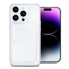 SIMPLY ROAR For iPhone 15 Pro Case with Card Holder Clear TPU Phone Cover