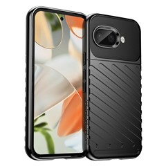 For Google Pixel 9a Case Twill Texture TPU Shockproof Protective Phone Cover - Black