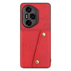 For Honor 300 Ultra Case with Card Slots Kickstand Leather + TPU Phone Cover - Red