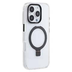 For iPhone 16 Pro Max Case Compatible with MagSafe Kickstand TPU + PC Clear Phone Cover - Black