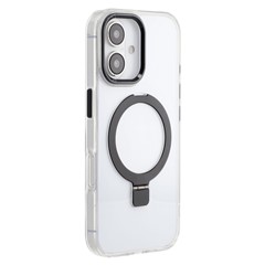 For iPhone 16 Case Compatible with MagSafe Kickstand TPU + PC Clear Phone Cover - Black
