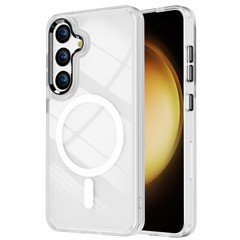 For Samsung Galaxy S25+ Magnetic Case TPU+PC Clear Phone Cover - Matte White
