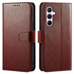 For Samsung Galaxy S25+ Case Stand Card Holder Wallet Leather Phone Cover - Brown