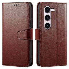 For Samsung Galaxy S23 Case Stand Card Holder Wallet Leather Phone Cover - Brown