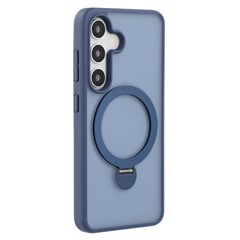 For Samsung Galaxy S25 Magnetic Case Rotary Ring Kickstand TPU + PC Phone Cover - Sapphire