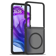 For Motorola Razr 50 Ultra 5G / Razr+ 2024 5G Case Compatible with MagSafe TPU Frame Acrylic Back Phone Cover Skin Touch - Black