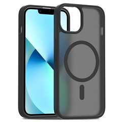 For iPhone 14 / 13 Case Compatible with MagSafe TPU Frame Acrylic Back Phone Cover Skin Touch - Black