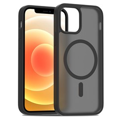 For iPhone 12 Pro / 12 Case Compatible with MagSafe TPU Frame Acrylic Back Phone Cover Skin Touch - Black