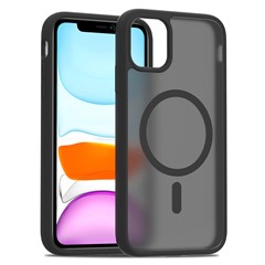 For iPhone 11 / XR Case Compatible with MagSafe TPU Frame Acrylic Back Phone Cover Skin Touch - Black