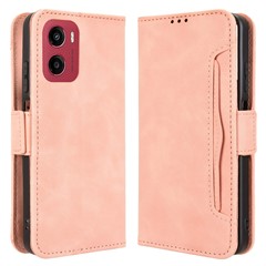 For Motorola Moto G05 4G  /  E15 4G Leather Case Phone Wallet Cover with Multiple Card Slots - Pink