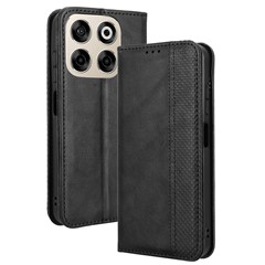 For ZTE Blade V70  /  nubia V70 Leather Case Wallet Stand Retro Texture Phone Cover - Black