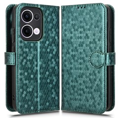 For Oppo Reno13 5G (Global) Wallet Case Dot Pattern Imprint PU Leather Phone Cover - Green