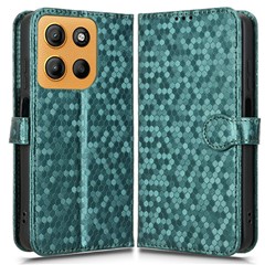 For Motorola Moto G17 Power 4G / G17 4G / G15 4G / G15 Power 4G Wallet Case Dot Pattern Imprint PU Leather Phone Cover - Green