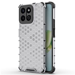 For Honor Play 60 Plus 5G Case PC + TPU Phone Cover Honeycomb Shape - Grey