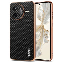 AZNS For Xiaomi Poco F7 Ultra 5G / Redmi K80 Pro 5G Case Electroplating Carbon Fiber Texture PU + TPU Phone Cover - Black