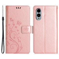 For Fujitsu Arrows We2 F-52E Case PU Leather Phone Wallet Cover with Strap - Rose Gold