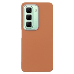 For Infinix Hot 50 4G Case Leather Textured TPU Shockproof Phone Cover - Brown