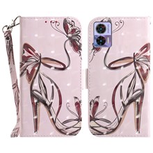 For Motorola Edge 30 Neo 5G / Edge 30 Lite 3D Pattern Printing Leather Flip Phone Case Wallet Stand Magnetic Shockproof Cover with Strap - Butterfly High Heels