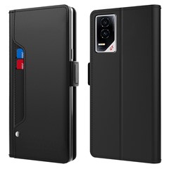 For Honor GT Case Stand PU Leather Phone Cover Card Holder Mirror - Black