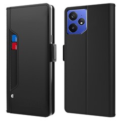 For Realme Neo7 5G Case Stand PU Leather Phone Cover Card Holder Mirror - Black