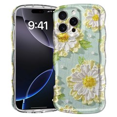 For iPhone 16 Pro Max Case Curly Wave Frame Floral IMD TPU Phone Cover - GWL10220