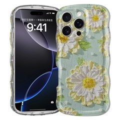 For iPhone 16 Pro Case Curly Wave Frame Floral IMD TPU Phone Cover - GWL10220