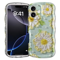 For iPhone 16 Case Curly Wave Frame Floral IMD TPU Phone Cover - GWL10220