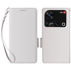 For ZTE nubia Z70S Ultra 5G / nubia Z70 Ultra 5G Case with Wrist Strap Litchi Texture PU Leather Wallet Phone Cover - White