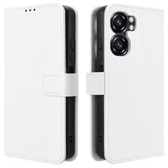For Oukitel C58 Pro / C58 Case PU Leather Diamond Texture Wallet Phone Cover - White