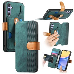 For Samsung Galaxy A16 4G / 5G Case Wallet Retro Leather Phone Cover with Wristband Kickstand - Green
