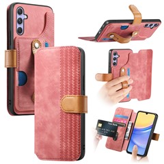 For Samsung Galaxy A36 5G Case Wallet Retro Leather Phone Cover with Wristband Kickstand - Pink