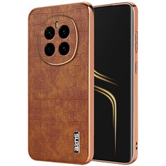 AZNS For Honor Magic7 5G Case Electroplating Crocodile Texture PU + TPU Phone Cover - Brown