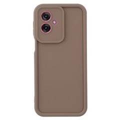 For Motorola Moto G55 5G Case Grooved Design TPU Anti Slip Phone Cover - Brown