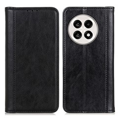 Stand Case for OnePlus 13R 5G / Ace 5 5G / 5 Pro 5G Split Leather Litchi Texture Wallet Phone Cover - Black