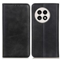 Split Leather Case For OnePlus 13R 5G / Ace 5 5G / Ace 5 Pro 5G Flip Wallet Phone Cover - Black