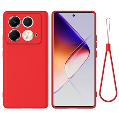 For Infinix Note 40S Case Liquid Silicone Phone Back Cover with Hand Strap - Red