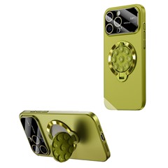 For iPhone 15 Pro Case Compatible with MagSafe Suction Cup Kickstand PC Phone Cover - Green