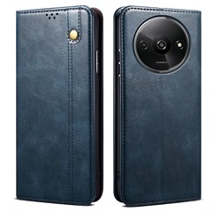 For Xiaomi Redmi A3 4G / Poco C61 4G Case Crazy Horse Texture Waxy Leather Wallet Stand Phone Cover - Blue