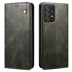 For Samsung Galaxy A52 4G / 5G / A52s 5G Case Crazy Horse Texture Waxy Leather Wallet Stand Phone Cover - Green