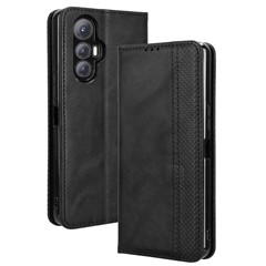 For Cubot Max 5 Leather Case Wallet Stand Retro Texture Phone Cover - Black