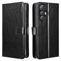 For Cubot Max 5 Case Crazy Horse Texture PU Leather Phone Wallet Cover - Black
