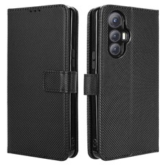For Cubot Max 5 Case PU Leather Diamond Texture Wallet Phone Cover - Black