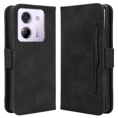 For Xiaomi Poco M7 Pro 5G Leather Case Phone Wallet Cover with Multiple Card Slots - Black
