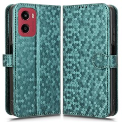 For Motorola Moto G05 4G  /  E15 4G Wallet Case Dot Pattern Imprint PU Leather Phone Cover - Green