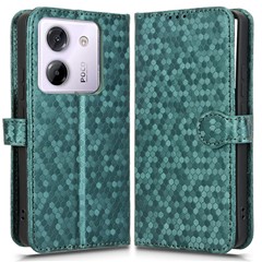 For Xiaomi Poco M7 Pro 5G / Redmi Note 14 5G Wallet Case Dot Pattern Imprint PU Leather Phone Cover - Green