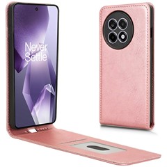 Leather Case For OnePlus 13R 5G  /  Ace 5 5G  /  Ace 5 Pro 5G Magnetic Vertical Flip Phone Cover with Card Slot - Rose Gold