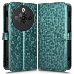 For ZTE nubia Focus Pro Wallet Case Dot Pattern Imprint PU Leather Phone Cover - Green