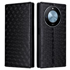 For Honor X9c Smart 5G / X60 5G Wallet Case Rhombus Imprinted Leather Phone Cover - Black