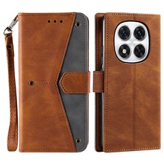 Leather Case for Xiaomi Redmi Note 14 Pro+ 5G / 14 Pro 5G / Poco X7 5G Wallet Phone Cover Splicing Stitching - Brown