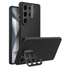 NILLKIN For Samsung Galaxy S25 Ultra Magnetic Case TPU + Aramid Fiber Lens Kickstand Phone Cover Precision Cutout